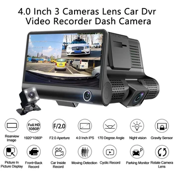Podofo Brūkšnys Cam 4.0 colių HD Car DVR Brūkšnys Kamera, Dvigubas Objektyvas Su Galinio vaizdo Kamera Vaizdo Auto skaitmeniniai vaizdo įrašymo įrenginiai Brūkšnys Cam Automobilių skaitmeniniai vaizdo įrašymo įrenginiai DVR Kamera