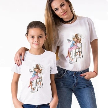 Motina ir Dukra Juokinga T shirts Mama Marškinėlius 