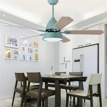 Hongcui Ventiliatorius Su Šviesos Nuotolinio Valdymo pultas 3 Spalvų LED Modernus Medienos Ašmenys, skirti Namų Valgomasis, Miegamasis, gyvenamasis kambarys