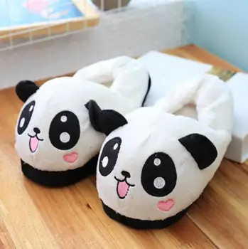 Naujas Žiemą Patalpose Panda Šlepetės Butas Furry Namų Animacinių filmų Moterų Šlepetės Unisex Pora Gyvūnų Šiltas, Ne slydimo Batų