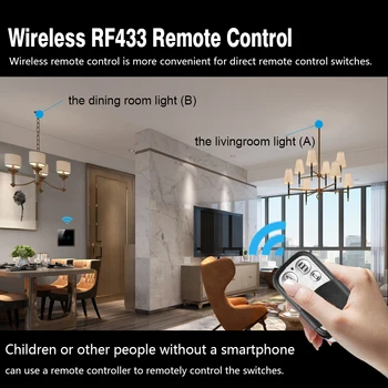 WiFi RF433 Jungiklio,Smart Light Sienos interruptor,Bevielis Siųstuvas jungiklis,2/3 būdas,1/2/3/4 Gauja, ES, UK,Darbas su Alexa, Google