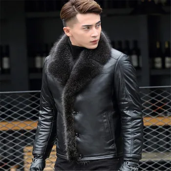 M-5XL 2020 m. žiemos naujas vyrų ėriukų vilna odinė striukė natūralios odos paltai tirštėti gyvūnų kailių apykaklės jaqueta masculino plius dydis