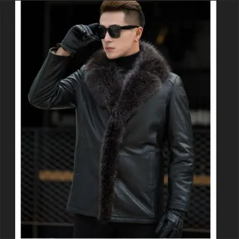 M-5XL 2020 m. žiemos naujas vyrų ėriukų vilna odinė striukė natūralios odos paltai tirštėti gyvūnų kailių apykaklės jaqueta masculino plius dydis