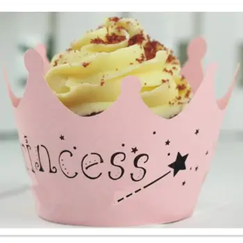50pcs Princess Crown Cupcake Įpakavimo Taurės torto Blynai Popierių Įvynioti Vaikų Gimtadienio Namų Dekoravimo Reikmenys