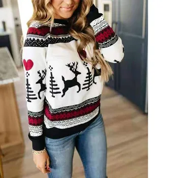 2020 Moterų Megztinis Kalėdų Žiemos Moterų Klasikinis Elnias Spausdinti Megzti Plius Dydis Streetwear Ilgomis Rankovėmis Atsitiktinis Ponios Drabužiai