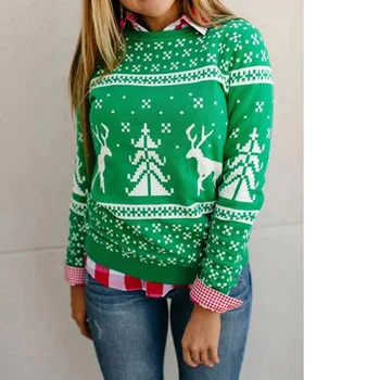 2020 Moterų Megztinis Kalėdų Žiemos Moterų Klasikinis Elnias Spausdinti Megzti Plius Dydis Streetwear Ilgomis Rankovėmis Atsitiktinis Ponios Drabužiai