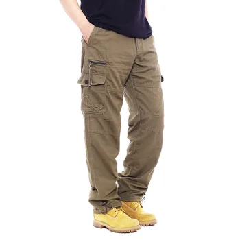 Vyriški Medvilnės Atsitiktinis Ilgos Kelnės Streetwear Krovinių Kelnės Kombinezonas Multi Kišenės Vyrų Tiesios Kelnės Taktinis Ziajać Plius Dydis 3XL