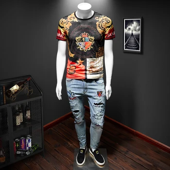 Prabanga 3D Atsitiktinis Marškinėliai Vyrams trumpomis Rankovėmis Apvalios Kaklo Streetwear Marškinėlius Ledo Šilko Kvėpuojantis Tee Viršūnes Vyrų Drabužiai Didelis Dydis 7XL