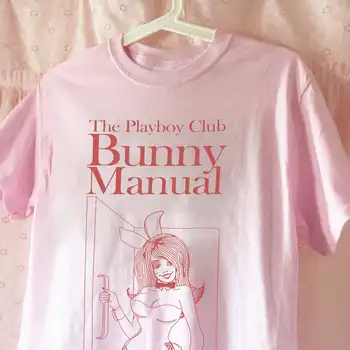 Vasarą Moterys Playboy Bunny Vadovas Tee Marškinėliai Pink Grafinis 70s, 80s Derliaus Marškinėlius Negabaritinių Mielas Estetinės Dovana Jai marškinėliai