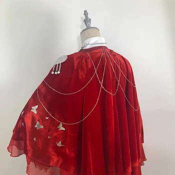 Beviltiška dvasios karalius Hua cheng Cosplay Tian guan ci fu Juoda Ilgai Cosplay Costmes su apsiaustu, Helovyno cosplay kostiumų ir perukų