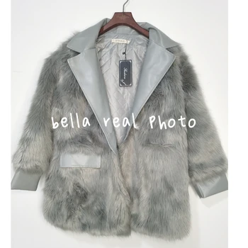 Bella filosofija žiemos moterims, Elegantiškas, kietas dirbtiniais fox fur coat panele Laisvalaikio Šilti Paltai moterų ilgomis Rankovėmis viršutinių drabužių siuvimas