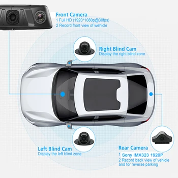 4 Kanalų Kameros 2GB 32GB Smart Car DVR 10 Colių 4G Android 5.1 galinio vaizdo Veidrodis ADAS Brūkšnys Cam GPS Wifi Auto Vaizdo įrašymas