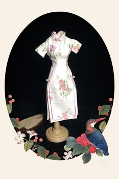 1PCS Retro Kinijos Cheongsam už Blyth 1/6 Lėlės Pilka/rožinė Trumpesnė Kinų Suknelė Drabužius lėlėms Priedai Senovės Kostiumas