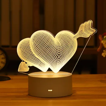 3D Akrilo Šviesos Stalo Lempa LED Nakties Šviesos Triušis Mėnulio Šviesos Lokys Širdies Vaikams, Dovana, Valentino Diena, Velykos ir vidaus Apdaila