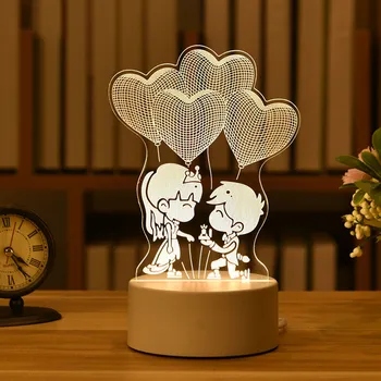 3D Akrilo Šviesos Stalo Lempa LED Nakties Šviesos Triušis Mėnulio Šviesos Lokys Širdies Vaikams, Dovana, Valentino Diena, Velykos ir vidaus Apdaila