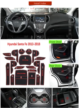 Anti-Slip Gumos Vartų Angą Taurės Kilimėlis Hyundai Santa Fe 2013 2016 2017 2018 DM Maxcruz Grand SantaFe ix45 Priedai