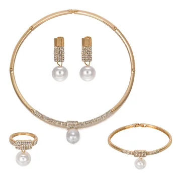 MUKUN moterų dėvėti papuošalų rinkinys vestuves karoliai mados nustatyti Afrikos perlų, aukso suknelė vestuvių aksesuarai, šaliai, papuošalai
