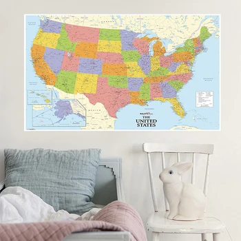 150x100cm neaustinių Žemėlapis Jungtinės amerikos valstijos su Informacija apie Pasaulio Žemėlapyje Unframe Siena Lipdukas Plakatas Pradedantiesiems ir Švietimo Prekes