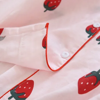 Pavasarį, Rudenį ilgomis Rankovėmis Megztinis Pižama Moterų Medvilnės Dvigubo sluoksnio Marlę Japonijos Atvartas Sleepwear Saldus Jaunimo Laisvalaikio Kostiumas