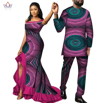 Afrikos Stilius Poros Apranga Saldus Mėgėjai heidi bazin Ilgai Moterų Dress & Mens Rinkiniai Dashiki Plius Dydis Vestuvių Drabužių WYQ564