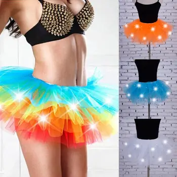 8 Spalvų Seksualios Merginos lemputės LED Tutu Etape Šokių Tutu Trumpas Mini Sijonas Dancewear Vakaras