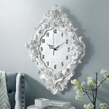 Kūrybos dekoro Europos Retro dervos Sielovados kvarcinis laikrodis Išjungti stiliaus Išjungtas mados rožių gėlių apvalios sienos, Parama, dovana,