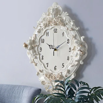 Kūrybos dekoro Europos Retro dervos Sielovados kvarcinis laikrodis Išjungti stiliaus Išjungtas mados rožių gėlių apvalios sienos, Parama, dovana,