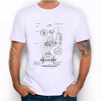 Nauja vasaros mados vyriški trumpomis rankovėmis Dviračių Patentų 1899 T-Shirt dviračių analizė, dizainas, spausdinami vyrų Tees atsitiktinis hipster Viršūnės