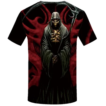 KYKU Prekės Kaukolė T-shirt Grim Reaper Marškinėliai 3d Print T Shirt Kraujo Marškinėlius Streetwear Juokinga T Shirts 2018 M. Vasaros Drabužių Naujas
