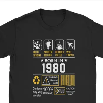 Vyrai Tee Marškinėliai 40 Gimtadienio Dovana s Gimęs 1980 M. Naujovė Medvilnės Tees 40 Metų Tshirts Apvalios Apykaklės Drabužiai