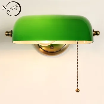Pramonės vintage žalia bankininkas sienos lempa, klasikine Europoje baltos sienos šviesos diodų (LED) E27, miegamojo kambarį koridoriaus parduotuvė studija