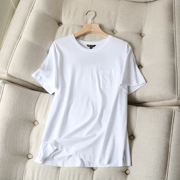 Nudžiūvo, England Stilius Kietas Paprasta O-kaklo Kišenės medvilnės Pagrindinio Marškinėlius Vasaros Marškinėlius Moterims Camisetas Verano Mujer 2021 Viršūnės