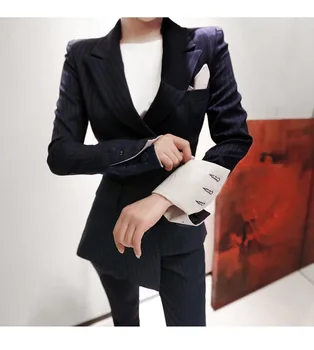 2 gabalas komplektai moterų biuro darbuotojų kelnes pledas kostiumas moterims tiktų pavasarį nauja mada, retro profesinės kostiumas, dviejų dalių