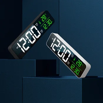 LED Laikrodis-Žadintuvas Atidėti Dual Signalizacijos, Skaitmeninių Laikrodžių, Didelis Ekranas, Kalendorius, Temperatūra Ekranas, Elektroninis Stalinis Laikrodis Silent