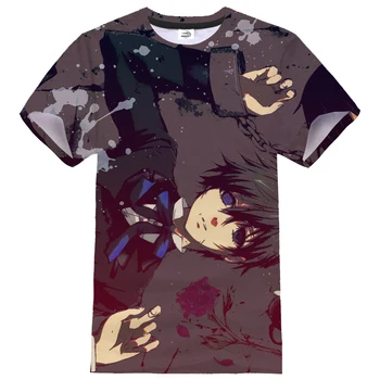 Anime T-shirt Juoda Butler 3D Spausdinimo Vyrai Moterys Mados Streetwear Hip-Hop Marškinėlius, O-Kaklo trumpomis Rankovėmis Marškinėliai Topai Unisex Drabužiai