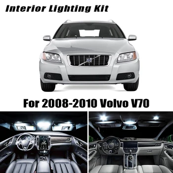 11Pcs Balta Canbus LED Lempos, Automobilių Lemputės Interjero Paketą Rinkinys 2008-2010 metų Volvo V70 Turto Žemėlapis bagažo skyriaus Durų Plokštė Šviesos