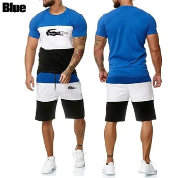 Tracksuit vyrų vasaros šortai nustatyti trumpas rankovės marškinėliai ir šortai atsitiktinis apranga vyrams sportinė apranga sporto rūbai Vyrų Prakaitas Kostiumai