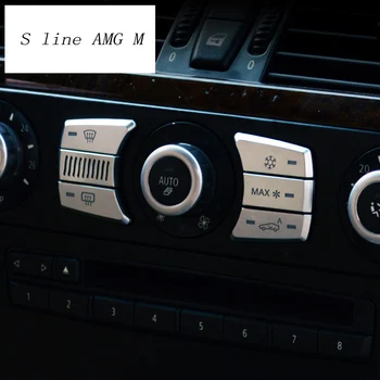 Automobilio stilius Oro kondicionavimo sistema, CD kontrolės Mygtukų apdaila skydelis Lipdukai apima BMW e60 5 serijos Interjero auto priedai