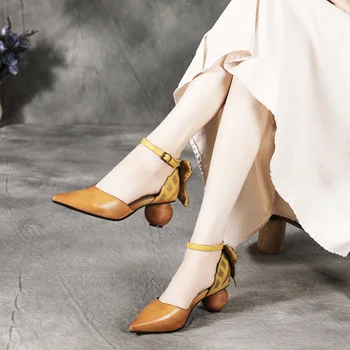 Johnature Retro Sandalai Pažymėjo Tne Dirželio Sagtis Moterų Batai 2020 Naujas Vasaros Natūralios Odos Rankų Darbo Seklių Ponios Sandalai