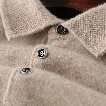 Smpevrg naujas stilius megzti megztinis vyrų megztinis ilgomis rankovėmis turn-žemyn apykaklės vyrų megztinis mezgimo viršuje megztinis vyrams džemperiai minkštas marškinėliai