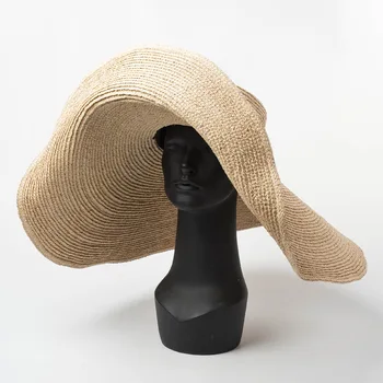 01812-HH7268 kartu 80cm vasaros rankų darbo RAFIJA gali nusimesti imtis foto lady fedoras bžūp moterų laisvalaikio atostogų paplūdimio skrybėlę
