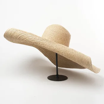 01812-HH7268 kartu 80cm vasaros rankų darbo RAFIJA gali nusimesti imtis foto lady fedoras bžūp moterų laisvalaikio atostogų paplūdimio skrybėlę