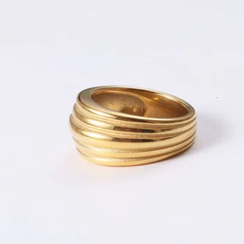 Stambusis Didelis Ridge Žiedas moterims, nerūdijančio plieno, aukso spalvos juostele pareiškimą žiedas derliaus punk