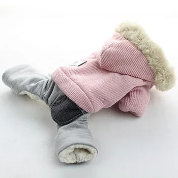Naujas 2019Pet Šunų apranga Žiemą Šiltas Šuo rožinės spalvos Paltas Jumpsuit Pet Drabužiai Jorkšyro Teddy Šunų Kostiumų Šuniuką, Drabužiai, Striukės