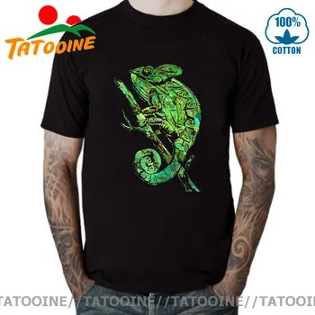 Tatooine Žalias Chameleonas marškinėliai Priemoka Medvilnės O-kaklo Driežas Gyvūnų Spausdinti Anole T-shirt Zelig Marškinėlius Minkštas Patogus Viršūnės