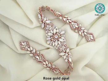 (1PC) Vestuvių diržo sidabro kalnų krištolas aplikacijos rose gold vestuvių kristalų zawalcowany aplikacijos geležies vestuvinių suknelių WDD0919