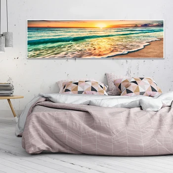 Sunset beach sofa-lova, miegamojo dekoravimas, tapyba fone, sienų paveikslai tapyba