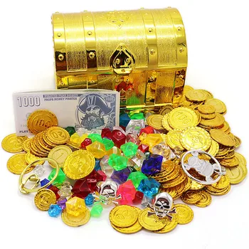 Plastikiniai Aukso Lobio Monetų Kapitonas Piratų Partija Piratų Lobių Skrynią Vaikas Lobių Skrynią Lobių Skrynią Aukso Monetos Žaislas
