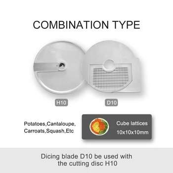 ZICA ZLC-300Commercial Vaisių, Daržovių Pjovimo PEILIAI Bendradarbiauti su Daržovių Cutter，Dicing Diskai D10+H10（10mm*10mm*10 mm）
