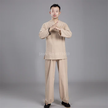 Tradicinis Kinų Jogos Rinkinį Moterims, Vyrams Kung Fu Vienodas Lininius Marškinius Viršuje Kelnės Chi Azijos Drabužių Hanfu Drabužiai, Kostiumai, Kostiumai